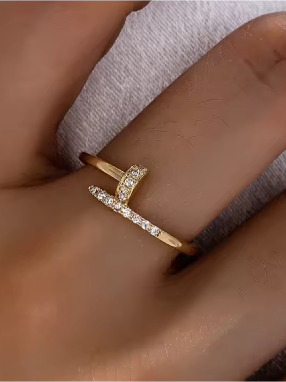 14.KGP Pave Nail-Style Open Ring
